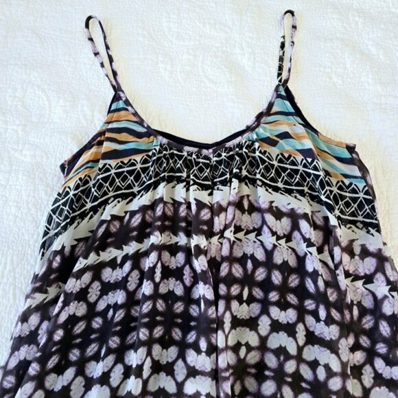 Express Women's Mini Dress Size XS Purple Blue Orange Retro Flowy Sundress Party - Picture 12 of 13